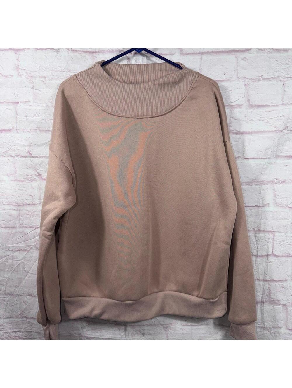 Women’s Taupe Scuba Knit Pullover Sweatshirt Size Large